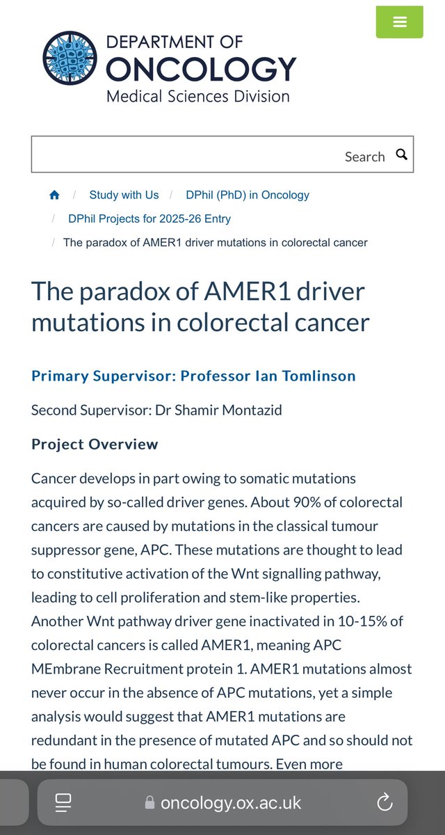 SMontazid's tweet photo. The Tomlinson Laboratory, situated within Oxford Oncology, is seeking a highly motivated DPhil student to join an exciting cancer genetics research project. Candidates interested in this opportunity are kindly requested to refer to the link.

https://t.co/GNJg8321qH https://t.co/LQHjPPl8FR