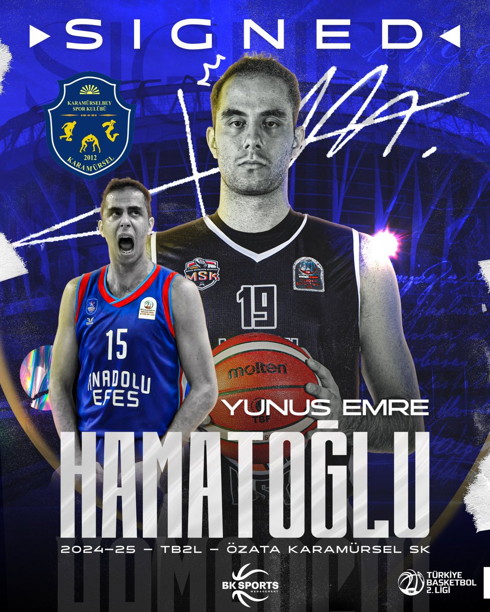 bksportsmng's tweet photo. 🤝 We are pleased to announce that our client Yunus Emre Hamatoğlu signed a deal with 🇹🇷 Turkey TB2L team Özata Karamürsel SK for until the end of 2024/25 season! https://t.co/5vv4EqVbks