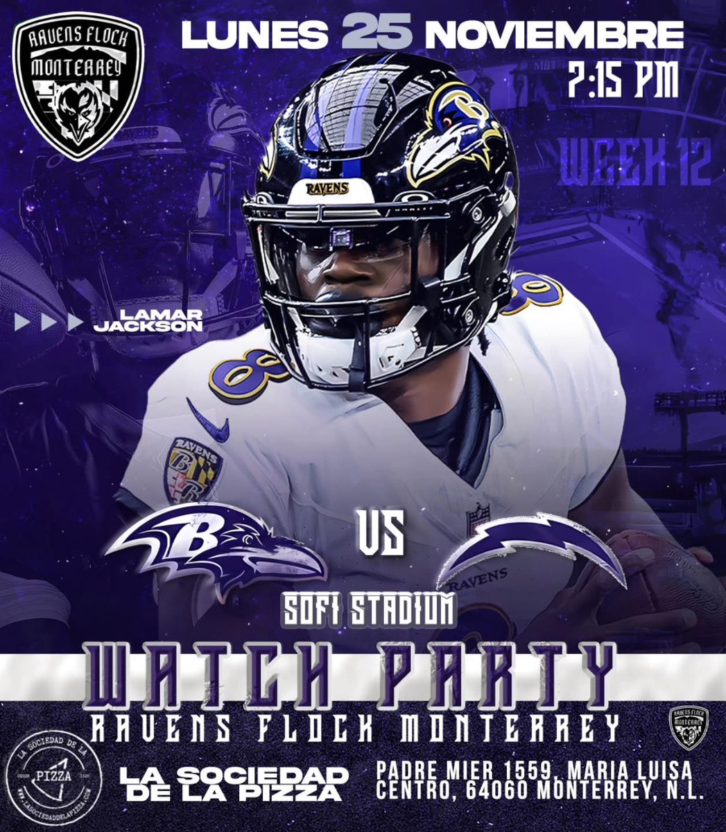 No es lunes cualquiera, es un lunes de Ravens 
#MNF  <a href="/Ravens/">Baltimore Ravens</a>  🐦‍⬛🤍🏈

Nos vemos en el nido 🙌
#RISECONQUER 🐦‍⬛