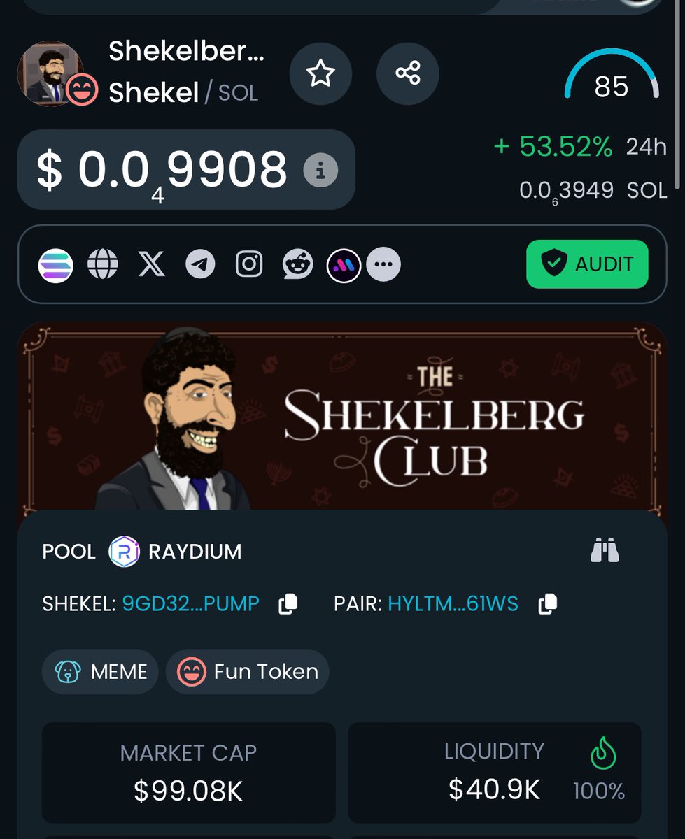guythegoofy's tweet photo. $shekel is pumping 50% in the last 24 hours. Only at 100K Market Cap, still running since the pump fun bonding! 

@ShekelbergClub is a true gem💎

$goons $color $early $Jensen $chadcat $nose $spqr $dk $chillgirl $dna $banana $purpe $terry $ava https://t.co/maYf1eTfy8