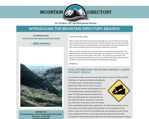Product Name: Mountain Driving Guide for Truckers, RV and Motorhome Drivers

Click here to get Mountain Driving Guide for Truckers, RV and Motorhome Drivers at discounted price while it's still available...
bit.ly/3CHnI0d