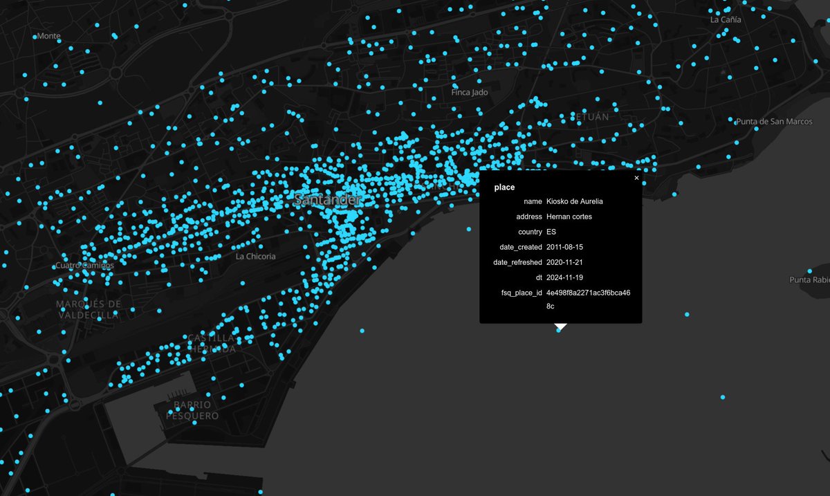 egofer's tweet photo. Foursquare ha liberado un gran dataset de POIs bajo licencia Apache y ha habido cierto revuelo. Revisé mi zona y mi conclusión es: «mucho ruido y pocas nueces». Buena iniciativa, pero un ejemplo claro de GIGO y la importancia de la calidad de los datos. 🔗 https://t.co/H7Y5ynuSxi https://t.co/ZgYt1ua2Oz