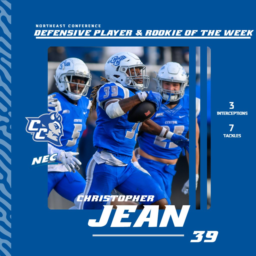 CCSU Blue Devils (@ccsubluedevils) on Twitter photo Monday means award posts about <a href="/ccsu_fb/">CCSU Football</a>
๐Jean named FCS National Defensive Player of the Week
๐Jean also earns <a href="/NECFootball/">NEC Football</a> Defensive and Rookie of the Week honors
๐E. Howard and Walden, Jr. tabbed #NECPrimePerformers
๐ฐtinyurl.com/4chx2kv3
#GoBlueDevils | #NECFB Monday means award posts about <a href="/ccsu_fb/">CCSU Football</a>
๐Jean named FCS National Defensive Player of the Week
๐Jean also earns <a href="/NECFootball/">NEC Football</a> Defensive and Rookie of the Week honors
๐E. Howard and Walden, Jr. tabbed #NECPrimePerformers
๐ฐtinyurl.com/4chx2kv3
#GoBlueDevils | #NECFB