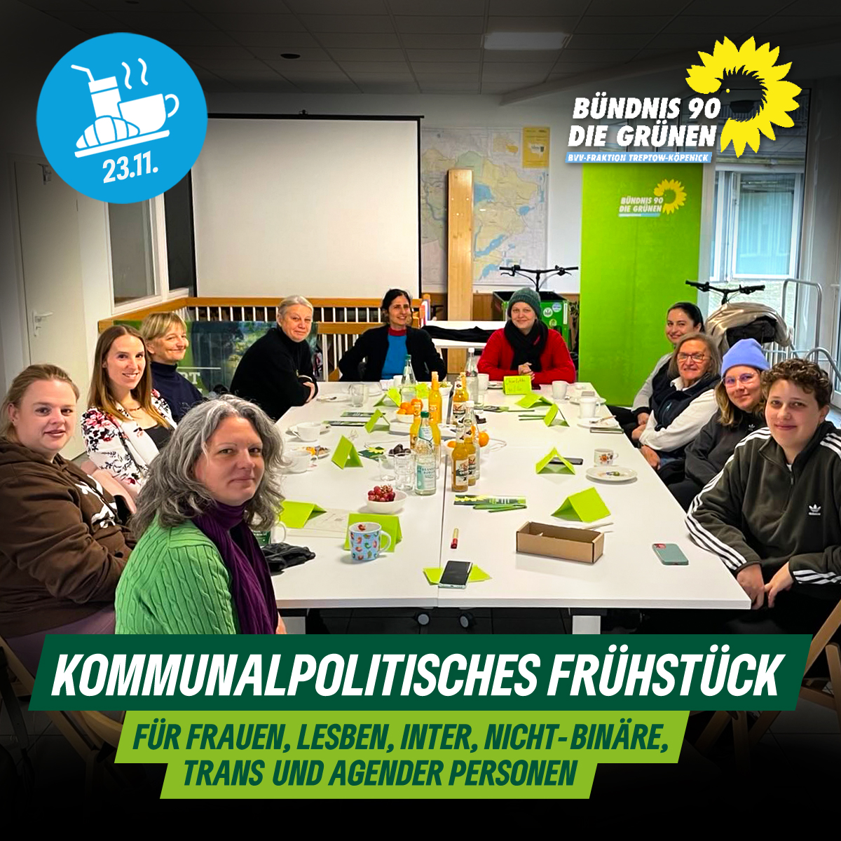 Am Samstag trafen wir uns zum Kommunalpolitischen Frühstück für FLINTA. Gemeinsam mit Bahar Haghanipour (MdA) und weiteren Gäst*innen tauschten wir uns über Wege aus, Gewalt an Frauen entschieden entgegenzuwirken. 💚

📞 Hilfetelefon "Gewalt gegen Frauen": 116 016