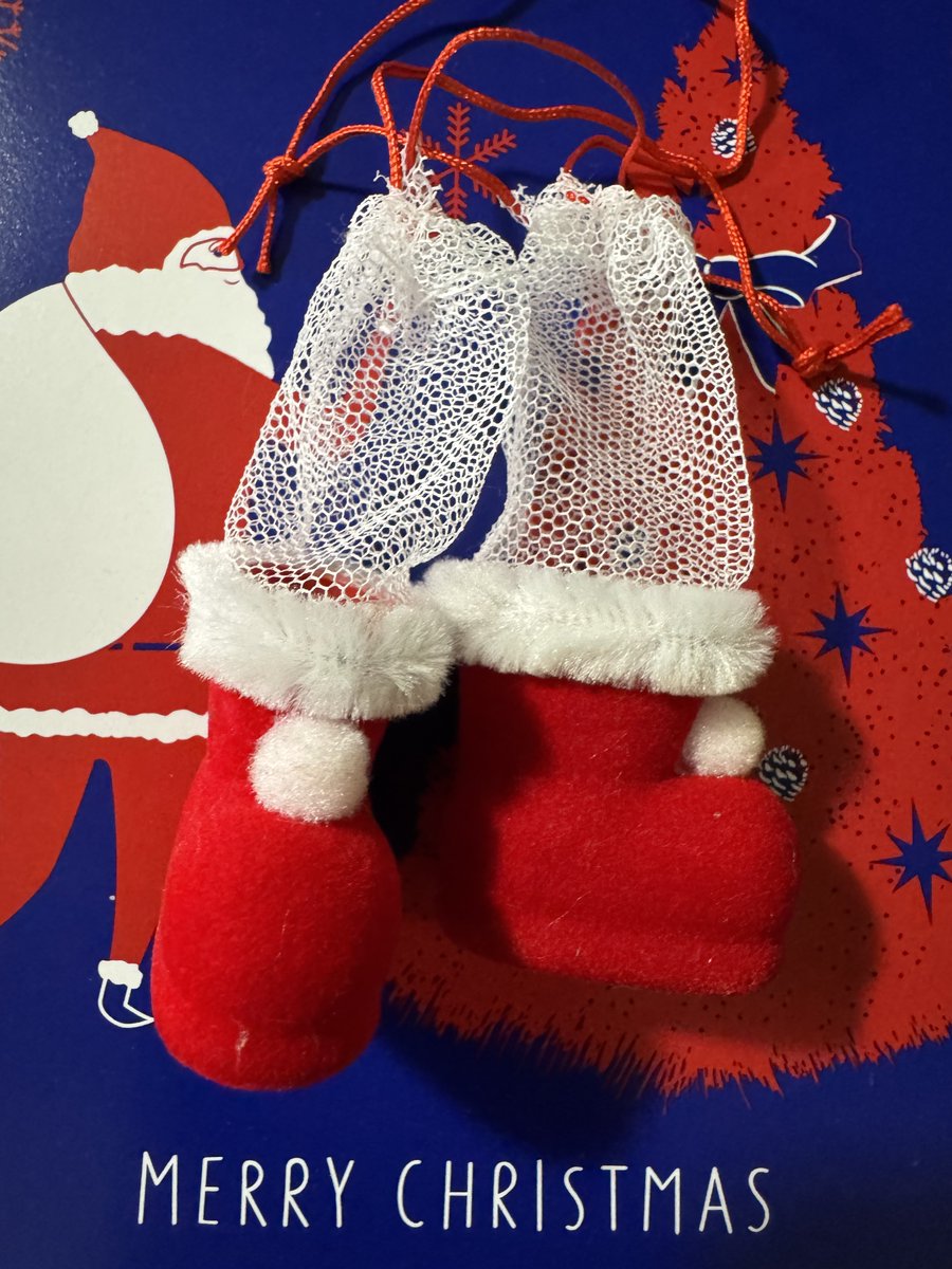 chocolate21w's tweet photo. セリアのクリスマスオーナメントのちっちゃいブーツ、ぬいちゃんの足にピッタリでした🫶
2個入りだし、脚長効果大💓でオススメ🎄
#タイ沼ぬい部 #windoll https://t.co/itD7QWuEKP