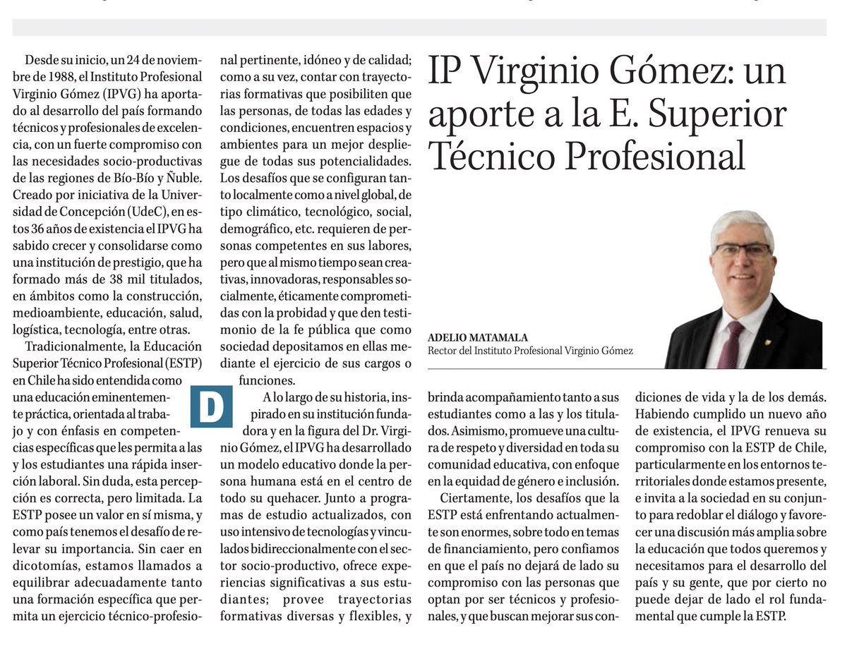 #OpiniónIPVG | Desde su inicio, el IPVG ha aportado al desarrollo del país formando técnicos y profesionales de excelencia, con un fuerte compromiso con las necesidades socioproductivas. Columna de opinión de nuestro rector, Adelio Matamala.

i.mtrbio.com/vynceicymx