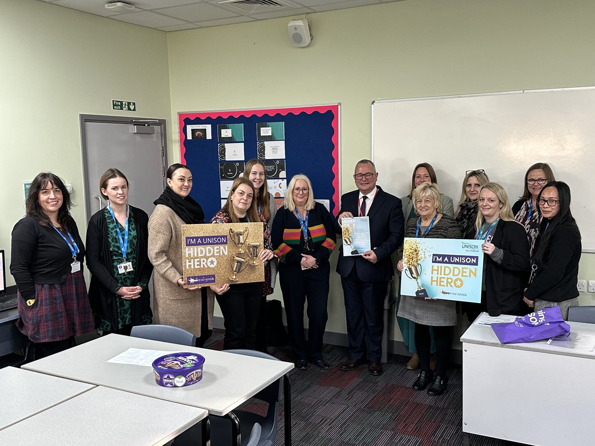 UNISON East Midlands (@unisoneastmids) on Twitter photo It's Stars in Our Schools week! 🤩🌟
We kicked things off on Friday with <a href="/LeeBarronMP/">Lee Barron</a> and the fantastic support staff of <a href="/Pwsnews/">PrinceWilliamSchool</a> 💜
We're looking forward to meeting Hidden Heroes across the East Midlands this week 😍 It's Stars in Our Schools week! 🤩🌟
We kicked things off on Friday with <a href="/LeeBarronMP/">Lee Barron</a> and the fantastic support staff of <a href="/Pwsnews/">PrinceWilliamSchool</a> 💜
We're looking forward to meeting Hidden Heroes across the East Midlands this week 😍