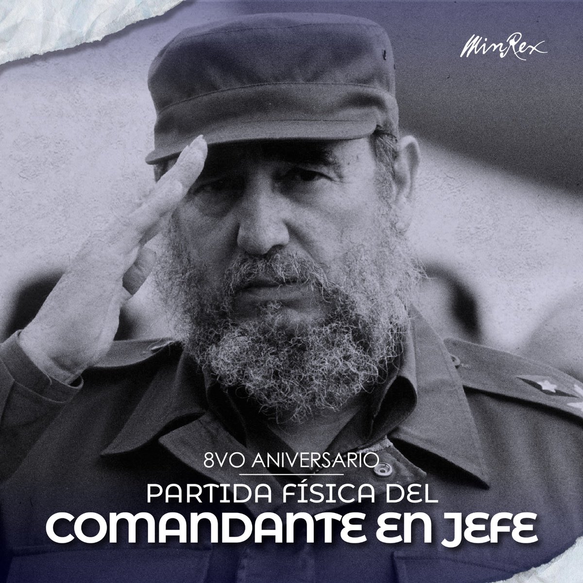 CubaMINREX's tweet photo. Honramos hoy la memoria y legado del Comandante en Jefe Fidel Castro Ruz, en el 8° aniversario de su partida física.

Su pensamiento y espíritu seguirán latiendo en cada escenario donde ondee la bandera cubana 🇨🇺, de la justicia, de la soberanía y la verdad. 

#FidelPorSiempre https://t.co/pHgb1ffrQZ
