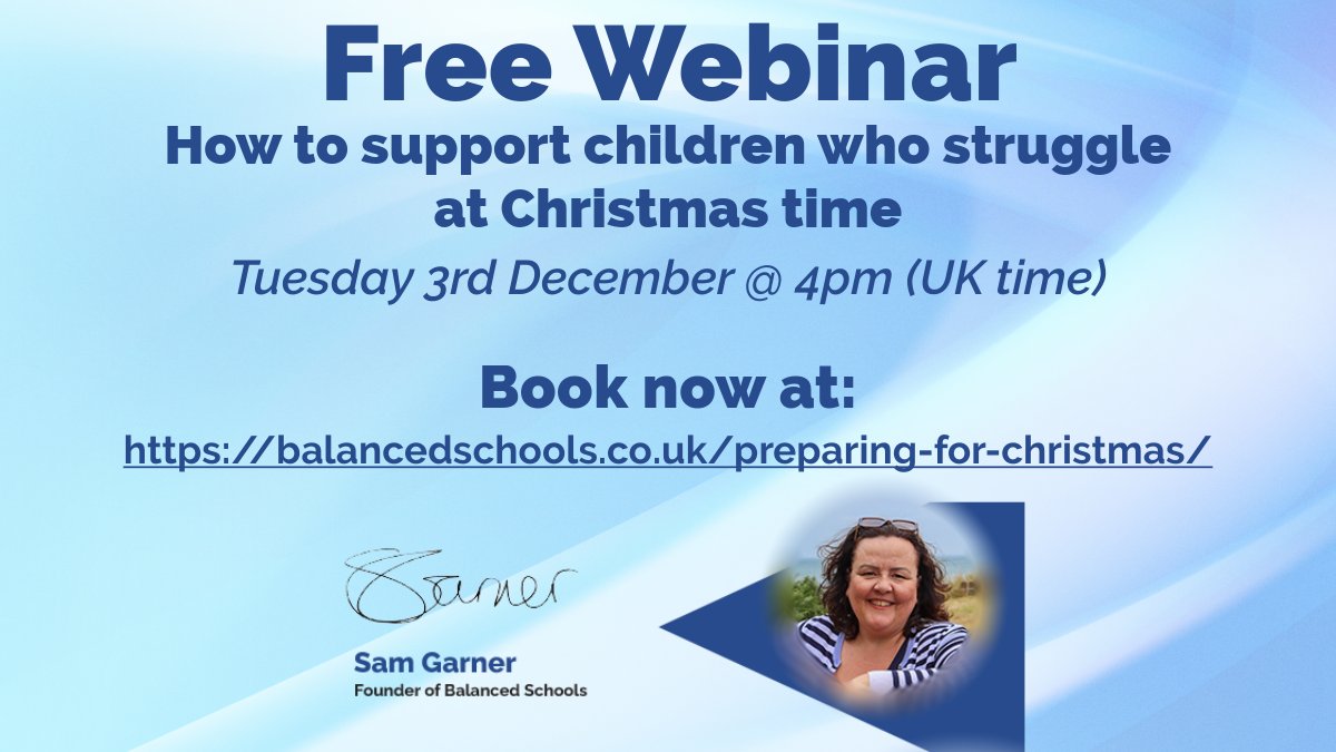 SamanthaDGarner's tweet image. Xmas isn’t an enjoyable experience for all children and we can play an important part in supporting these children through a difficult time. Join this free webinar to learn why and how... balancedschools.co.uk/preparing-for-…