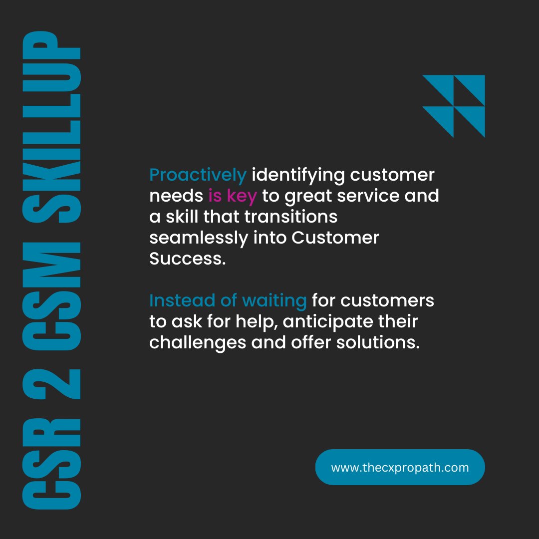 Follow us for daily tips and inspiration as you transition from CSR to CSM. 

Check out our site to join our CSR to CSM in 90 Days, course and community. 
thecxpropath.com

#customerservice #customersupport #customerservicejobs #customersupportjobs #customerservicetips