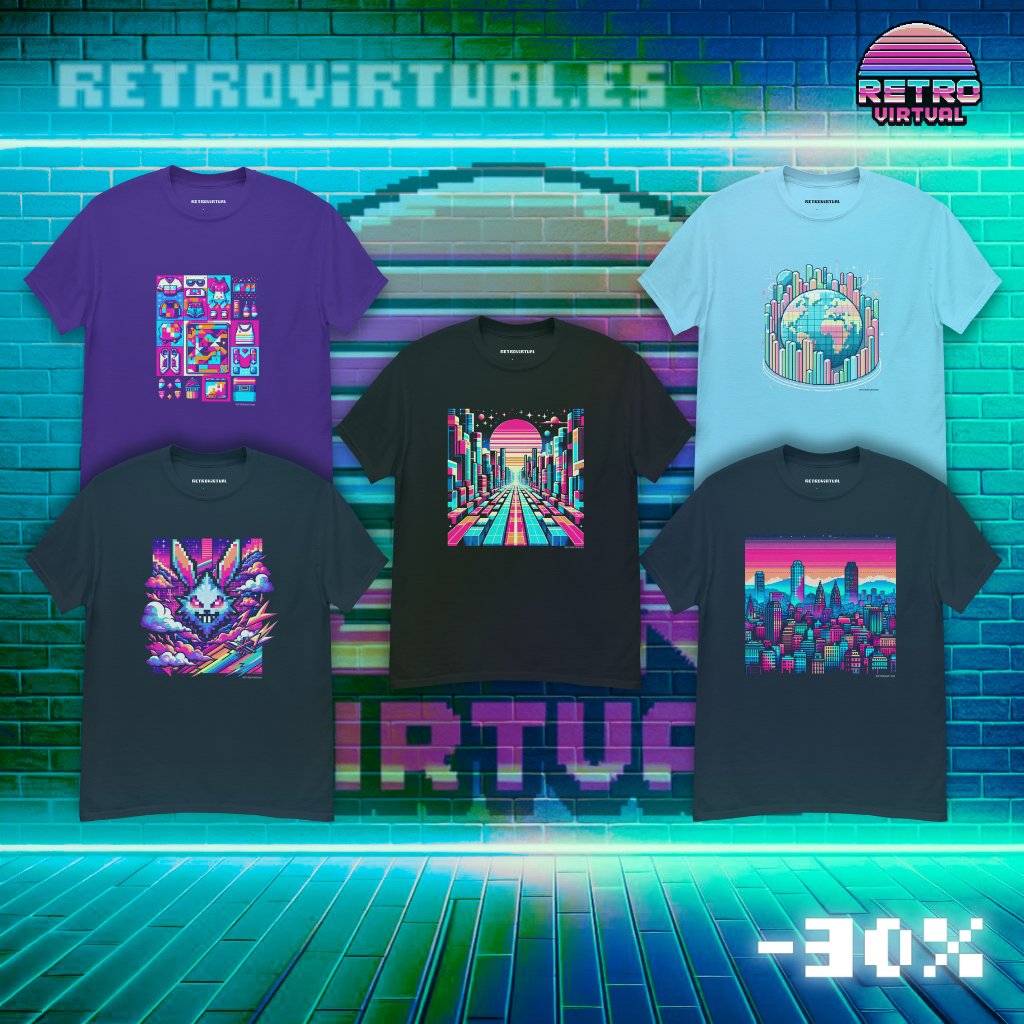 RetroVirtualX's tweet image. 🌟 ¡OFERTAS DE LA SEMANA! 🌟

👾📢 ¡Llegan las nuevas ofertas de la semana de @RetroVirtualX! 💕👜🤩👕💕

🌐 Entra en nuestra web y viaja en el espacio-tiempo con cada uno de nuestros diseños.
🛩️✈️🚀🛸

🕶️🎽🌍🌃🐰🌆🌎🎽🕶️
#RetroVirtual #OfertasDeLaSemana #ModaUnisex #PixelArt