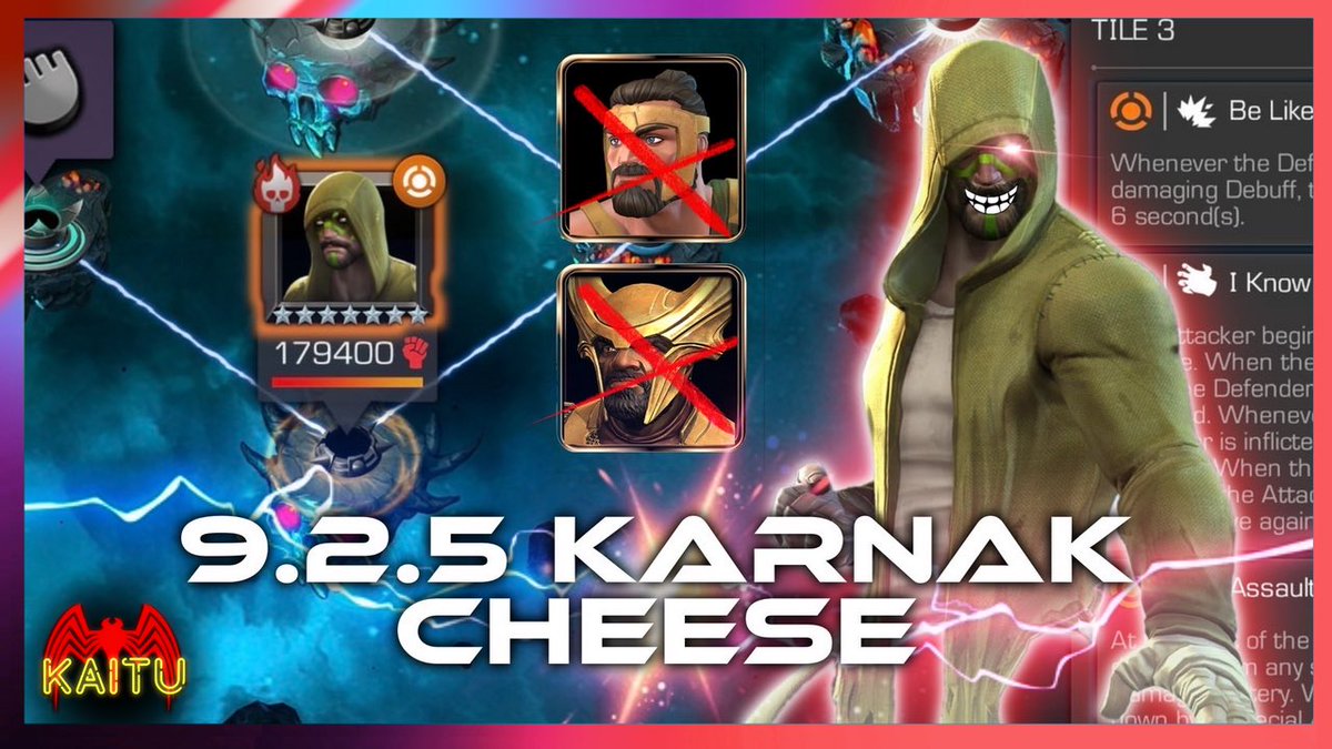 KaituMCOC's tweet photo. Yes the easy way is to use Hercules, but What If we want use another champion and don’t count on Heimdall indestructible thing?
So here’s Act 9.2 Kung Fu Karnak Boss CHEESE Effortlessly! WITHOUT Hercules/Heimdall! #MCoC
🔗 https://t.co/iXLaMFESOm https://t.co/2ZE90IVusP