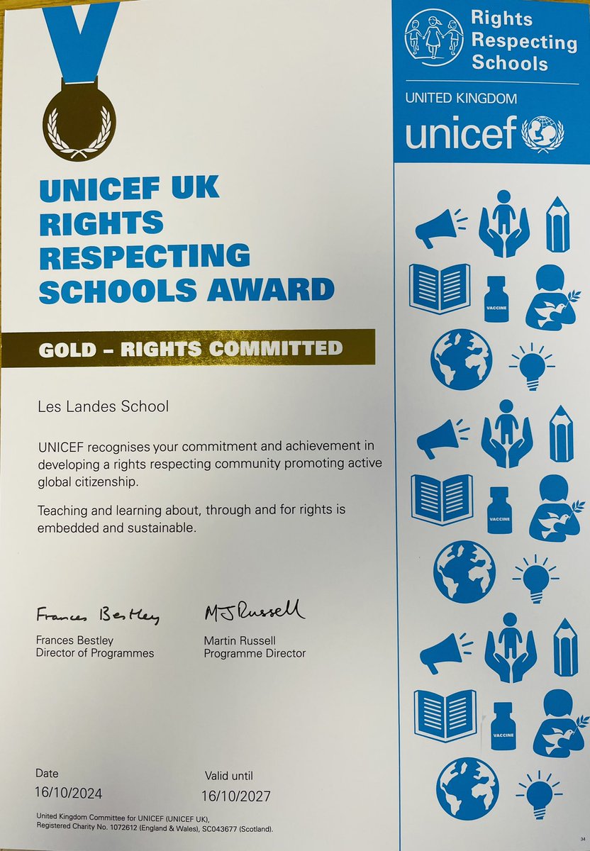 Our Gold Rights Respecting reaccreditation certificate has arrived 😊 <a href="/GovJsyCYPES/">Children, Young People, Education & Skills</a> <a href="/OCCJersey/">Office of the Children’s Commissioner for Jersey</a>