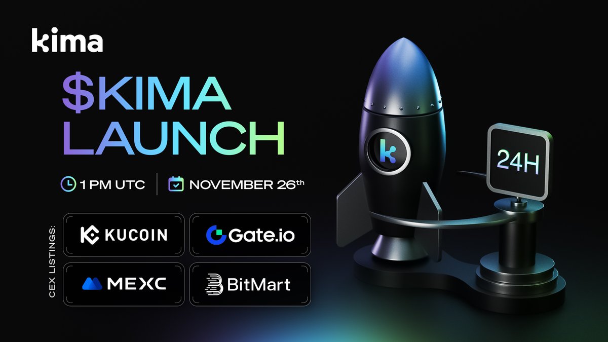 1/2
🚀 $KIMA Listing in Less than 24 Hours! 🚀

We're beyond excited to announce that $KIMA will be officially listed on several top exchanges TOMORROW at 1 PM UTC! 🎉✨

🌟 CEX Listings:

✅<a href="/kucoincom/">KuCoin</a> -
kucoin.com/uk/announcemen…

✅ @gate_io - gate.io/uk/trade/KIMA_…

✅