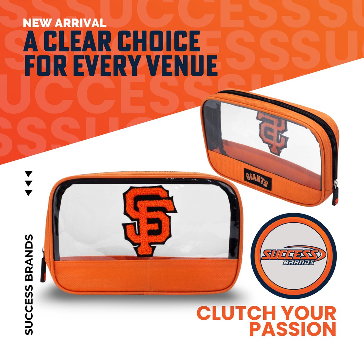 Elevate your game-day style with our Clear Clutch! This trendy accessory is a must-have for every girl fan looking to showcase her team spirit. Want to score a product design for your brand? Type "Success" in the comment section, and we'll guide you from there. #SuccessBrands