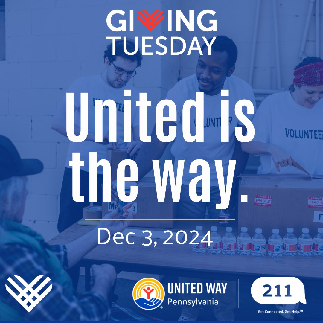 Mark your calendar: #GivingTuesday is December 3! Join us in celebrating a day of generosity and support for our community’s most pressing needs. United, we can address the urgent needs of today for a better tomorrow. #UnitedIsTheWay #UWSeasonofGiving