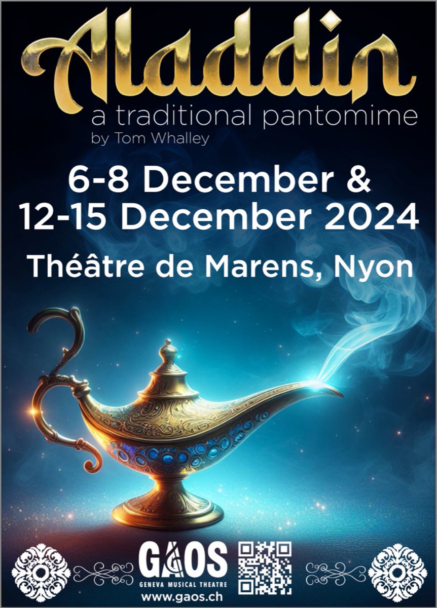 Knowitallpasspo's tweet photo. GAOS have kindly offered one of our readers the chance to win a double ticket for the annual Christmas pantomime ALADDIN in Nyon (value Fr. 70.-/pair of tickets) exclusively for Thursday, 12 December 2024.
https://t.co/lnFdJuwmts https://t.co/CNuO7rWwcg