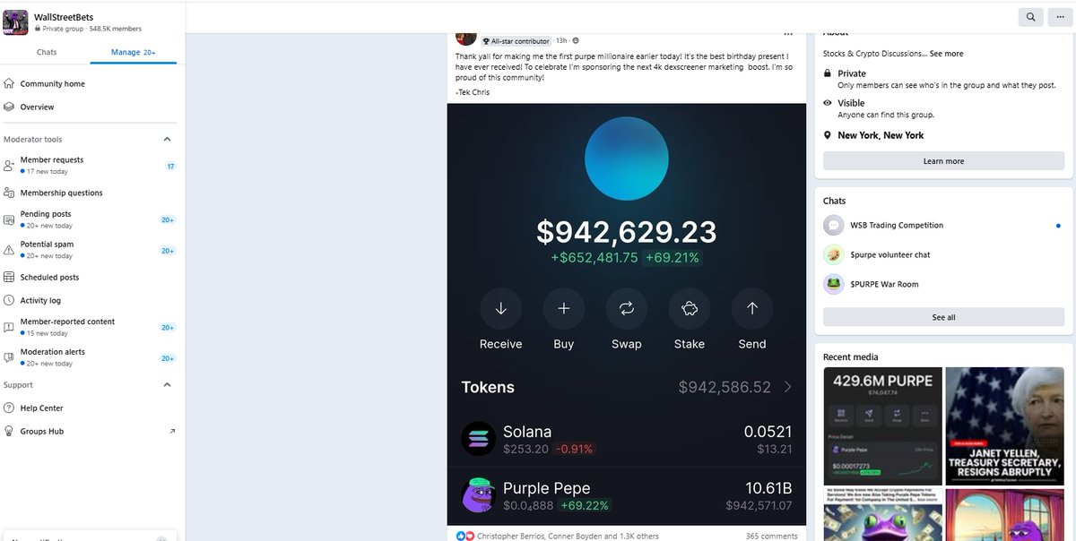 purplepepes0l's tweet photo. The First Purple Pepe Millionaire was crown'd last night on the facebook community. $Purpe

Are you still sidelines anon? 

CA: HBoNJ5v8g71s2boRivrHnfSB5MVPLDHHyVjruPfhGkvL https://t.co/PSld1RJpPl