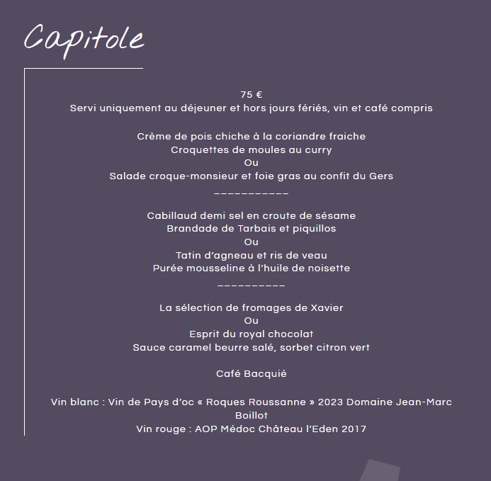 Voici le menu de la semaine.
Bonne semaine !