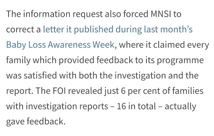 Lots of worrying things about MNSI, which investigates the most serious harm in maternity care, out today, but I think this is the part that reveals the heart of the problem:

In common with many of those they investigate, MNSI are more concerned with their reputation than safety