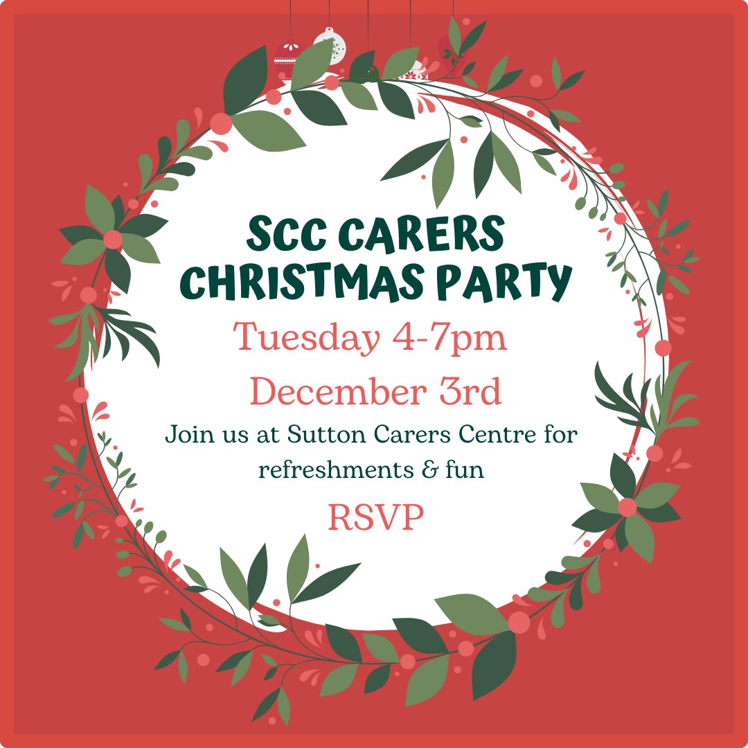 SuttonCarers's tweet image. For the last week of November, join our weekly #relaxation &amp;amp; #CarersConnect #CoffeeMorning sessions, or monthly #LearningDIsabilities #unpaidCarers Group and evening #DementiaCarers groups. We're closed on Friday, but don't forget to RSVP online for our festivities next week 🥳🎄