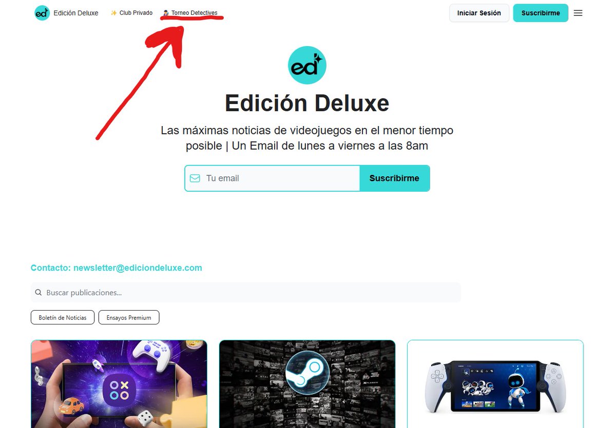 También peudes acceder desde la home de la newsletter