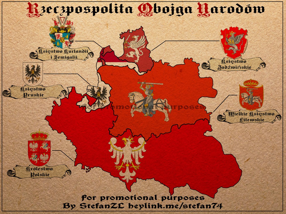 serbia_report's tweet photo. Polish version of poster/map 🇵🇱 (Also available in English) showing the internal division in the Polish-Lithuanian state 🏰, their coats of arms 🛡️, as well as the external borders 🌍.
------------------------
#PolishLithuanianState #HistoricalMap #CoatsOfArms #Polska #LithuaniaHistory #MedievalMaps