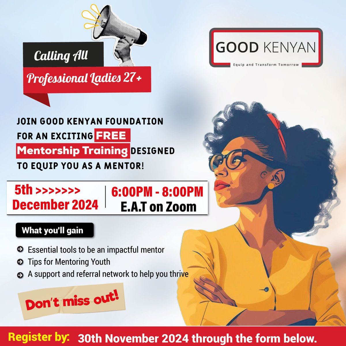 Want to mentor but don’t know how? Good Kenyan offers free mentor training to help you guide and inspire others with confidence—at work, home, or beyond.
Be the difference. Become a mentor.
Register now: forms.gle/V8nS1PvQMR25GA…