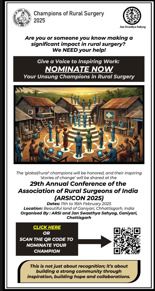 Give a Voice to Inspiring Work: Nominate Unsung Champions in Rural Surgery

Nomination Form: forms.gle/7NnTXFd3zeuqRe…