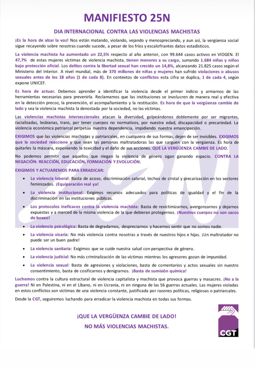 ¡Qué la vergüenza cambie de lado! #25N