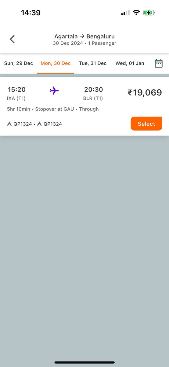abhi_ml's tweet photo. Flying from Agartala to Bangalore shouldn’t feel like booking a rocket to Mars. @AkasaAir, these ticket prices are outrageous! And that too for Economy #FairFares #TravelAffordably  @DGCAIndia https://t.co/5P3RfQOn5T