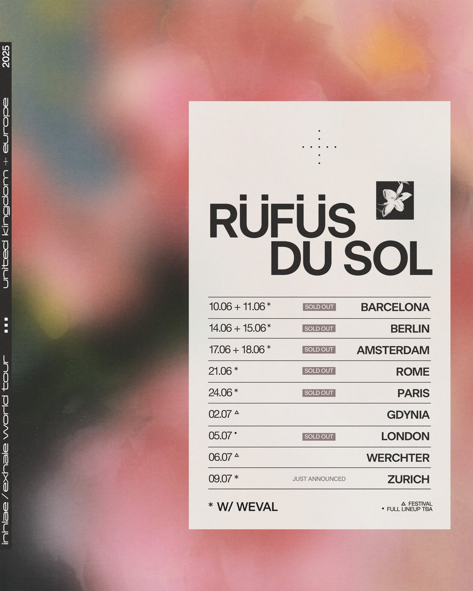 New shows added next summer in Europe. And happy to announce <a href="/Wevalmusic/">Weval</a> joining us on tour. Zürich is on sale now.