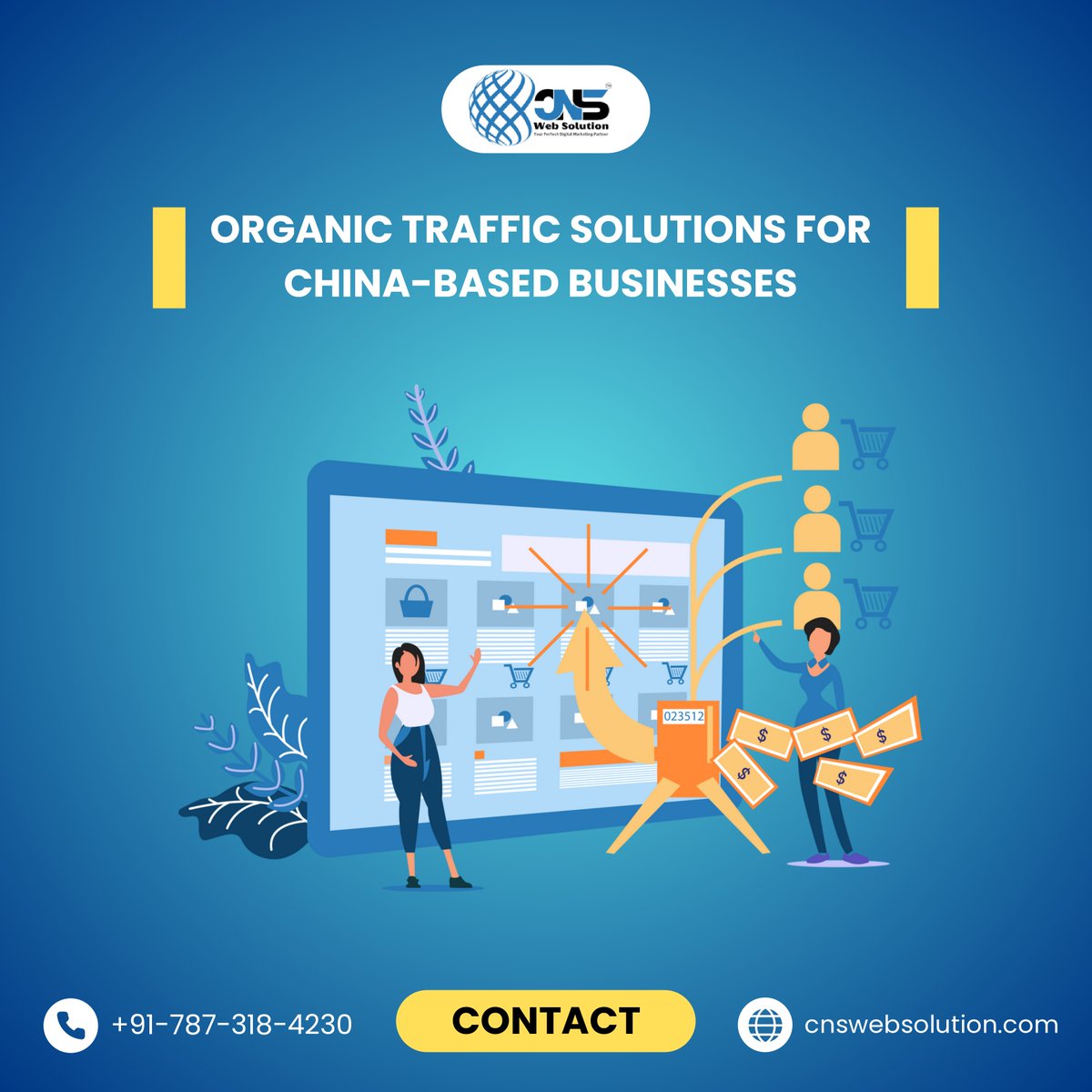 🚀Boost your business in China with tailored organic traffic solutions! 🌐Whether you're looking to improve your SEO, optimize your content, or connect with the right audience, CNS Web Solution has got you covered. 
👉 Explore more at : cnswebsolution.com

#DigitalMarketing