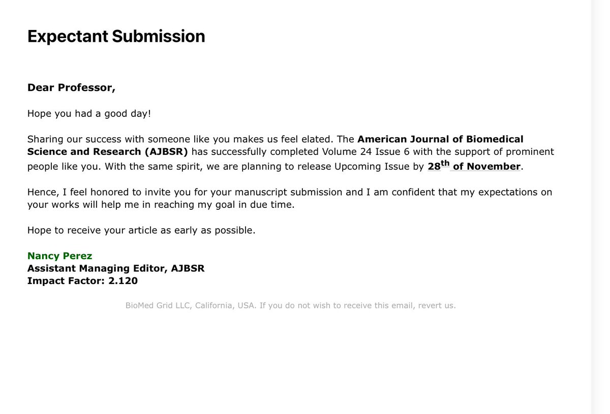 Wow a new low from #predatoryjournals