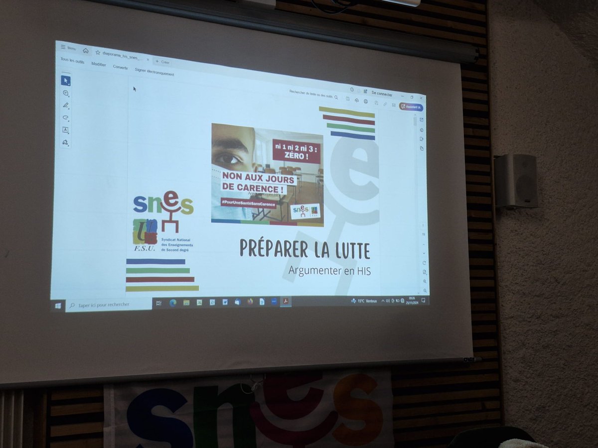 SNESClermont's tweet photo. C'est parti pour le stage santé et protection sociale organisé par @SNESClermont et @SNUipp_FSU_63 animé par Hervé Moreau, secrétaire national @SNESFSU 
Non aux 3 jours de carence !
Non à la baisse de l'indemnisation des arrêts maladie !
#greve5decembre #Fsu
#formationsyndicale https://t.co/dEFLQTbvGG