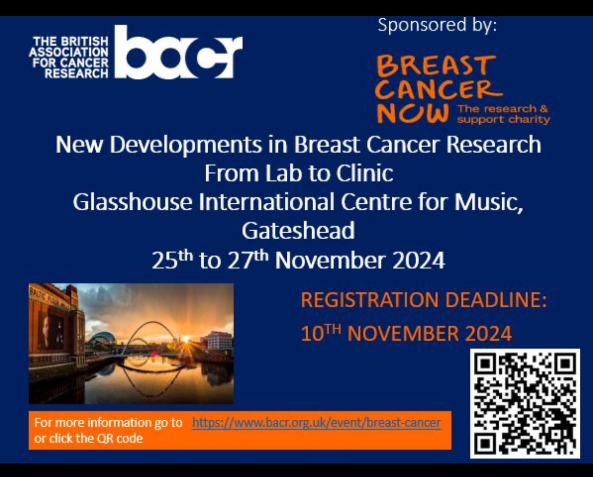 Heading to Newcastle to speak at the @TheBACR meeting on New Developments in Breast Cancer Research from lab to clinic. I look forward to fruitful interactions with the amazing UK breast cancer research, clinic and patient advocates community. 
#BACRBreastCancerResearch
