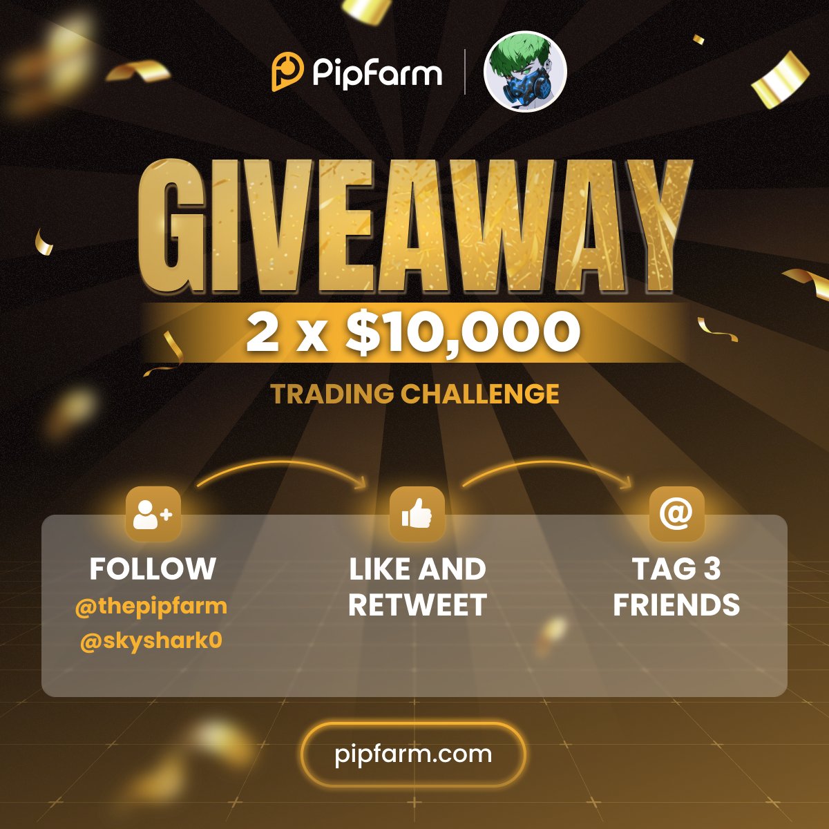 skyshark0's tweet photo. 🚨 I'm excited to Announce this giveaway from @thepipfarm

we’re giving away 2x10K account 

- Follow: @thepipfarm , @skyshark0

 -Like &amp; Repost

 -Tag 3 friends

-Winners will be selected soon, I wish you good luck🤞 https://t.co/DRS5do1stD