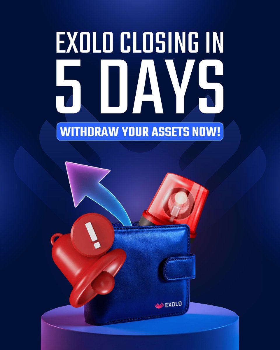 🚨EXOLO is Closing – Withdraw Your Assets Now🚨

We regret to inform you that EXOLO is closing operations.  

To ensure the security of your assets, please withdraw all funds from your account immediately.  
The withdrawal deadline is November 30, 2024, after which access to the
