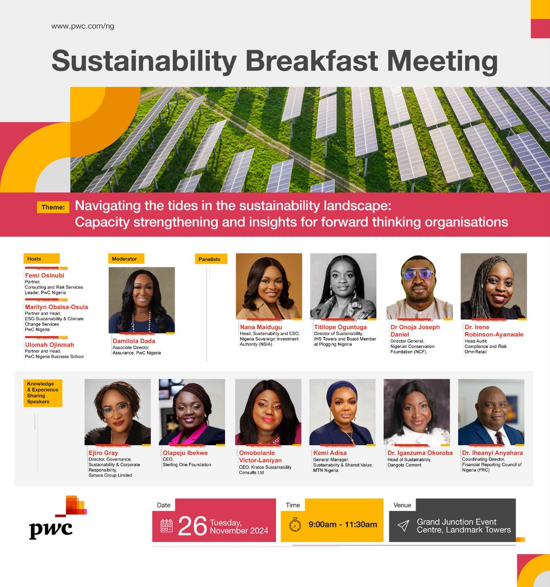ncfnigeria's tweet photo. Join our Director General, Dr. @ojay_78 at the upcoming Sustainability Breakfast Meeting hosted by @PwC_Nigeria on November 26 at Grand Junction Event Centre, Landmark Towers, Victoria Island, Lagos. https://t.co/cSjUx1b0LI