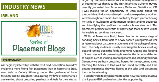 ITBAnextgen's tweet photo. ๐ ITBA Next Generation Intern Blog ๐
Catch Emma Dillonโs journey as she dives into Placement 1 at Rossenarra Stud - @bloodstocknews! ๐ด
Stay tuned for more updates from our interns as they share their unique experiences!
#ITBANextGen #FutureLeaders #ThoroughbredBreeding https://t.co/SW2unS89iA