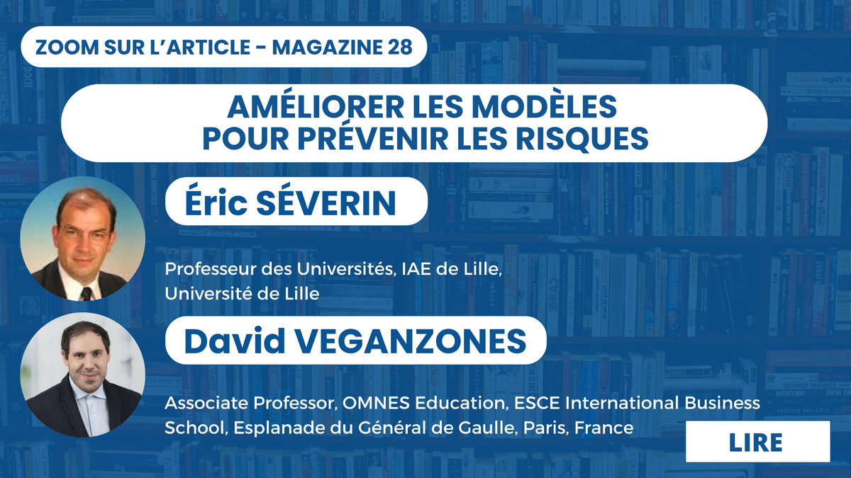 Centre_Prof_Fin's tweet image. #MAG28 #OpenFinance 
Article rédigé par Eric SÉVERIN, Professeur des Universités, IAE Lille et par David Veganzones, Associate Professor, OMNES Education, ESCE International Business School :
🔹Améliorer les modèles pour prévenir les risques🔹

Bonne lecture à tous !