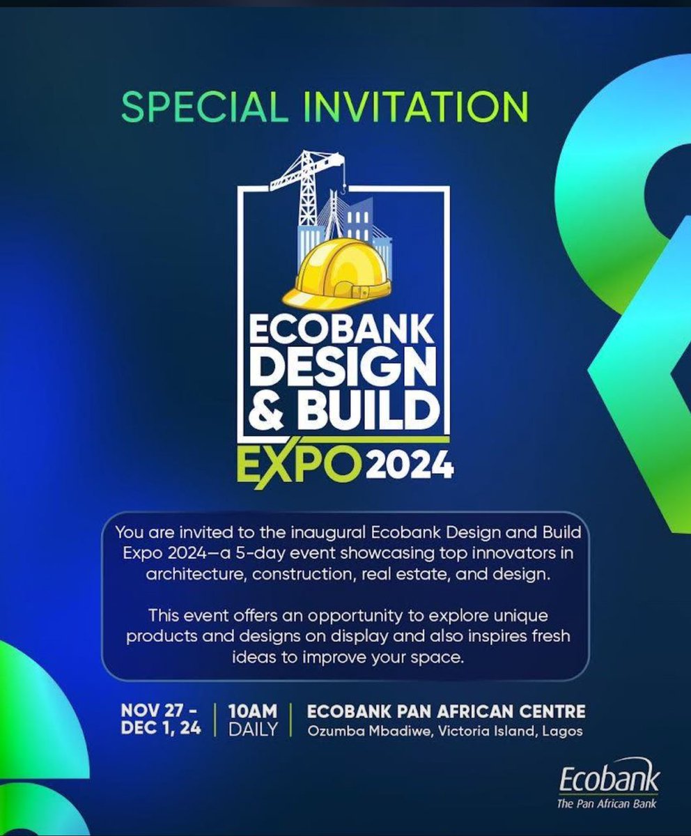 DjinHomes's tweet image. Discover the Future with Djin Homes & Security!
We're excited to be part of the Ecobank Design & Build Expo 2024!
Join us from November 27th to December 1st at the Ecobank Pan African Centre in Lagos.
Let’s create together!
#SmartHomeTech #ecobankdesignandbuild #DjinHomes