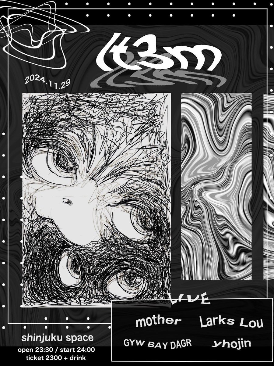 LarksLou's tweet photo. 今週末深夜にパーティーします🌈

It3m 

11.29 open23:30 start24:00
shinjuku space 
ticket 2300+d

Larks Lou
mother
yhojin 
GYW BAY DAGR

取り置きメッセージ待ってます🌈 https://t.co/asi7OmiJ0b