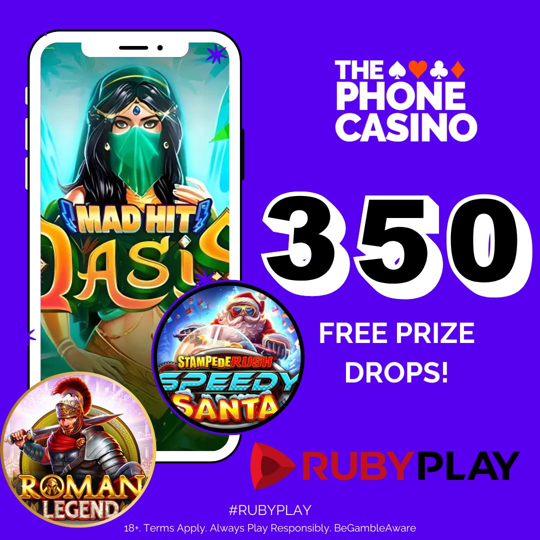 thephonecasino's tweet image. Play any RubyPlay Games this week for a shot at £4k in cash &amp;amp; free spins! 🎉

🔥 350 guaranteed free spins dropping daily!
🎁 No wagering, no hassle—just instant rewards!

Don’t miss out—ends Thursday at 23:59 (UK time)! 🎰
#ThePhoneCasino #RubyPlay #FreeSpins