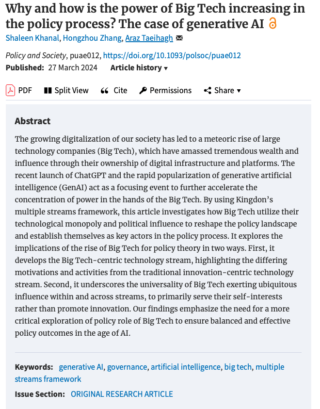 Araz 𝗧aeihagh (@arazth) on Twitter photo Why and How Is the Power of Big Tech Increasing in the Policy Process? by <a href="/rosalingrad/">Shaleen Khanal</a> <a href="/rsis_zhang/">zhang hongzhou_RSIS</a> <a href="/ArazTH/">Araz 𝗧aeihagh</a> published in <a href="/PolicySociety/">Policy & Society Journal</a>, highlighted as one of 10 among 33000 OA articles by <a href="/OUPAcademic/">Oxford Academic</a> for research & media attention #BigTech #Policy Read: corp.oup.com/feature/a-year… Why and How Is the Power of Big Tech Increasing in the Policy Process? by <a href="/rosalingrad/">Shaleen Khanal</a> <a href="/rsis_zhang/">zhang hongzhou_RSIS</a> <a href="/ArazTH/">Araz 𝗧aeihagh</a> published in <a href="/PolicySociety/">Policy & Society Journal</a>, highlighted as one of 10 among 33000 OA articles by <a href="/OUPAcademic/">Oxford Academic</a> for research & media attention #BigTech #Policy Read: corp.oup.com/feature/a-year…