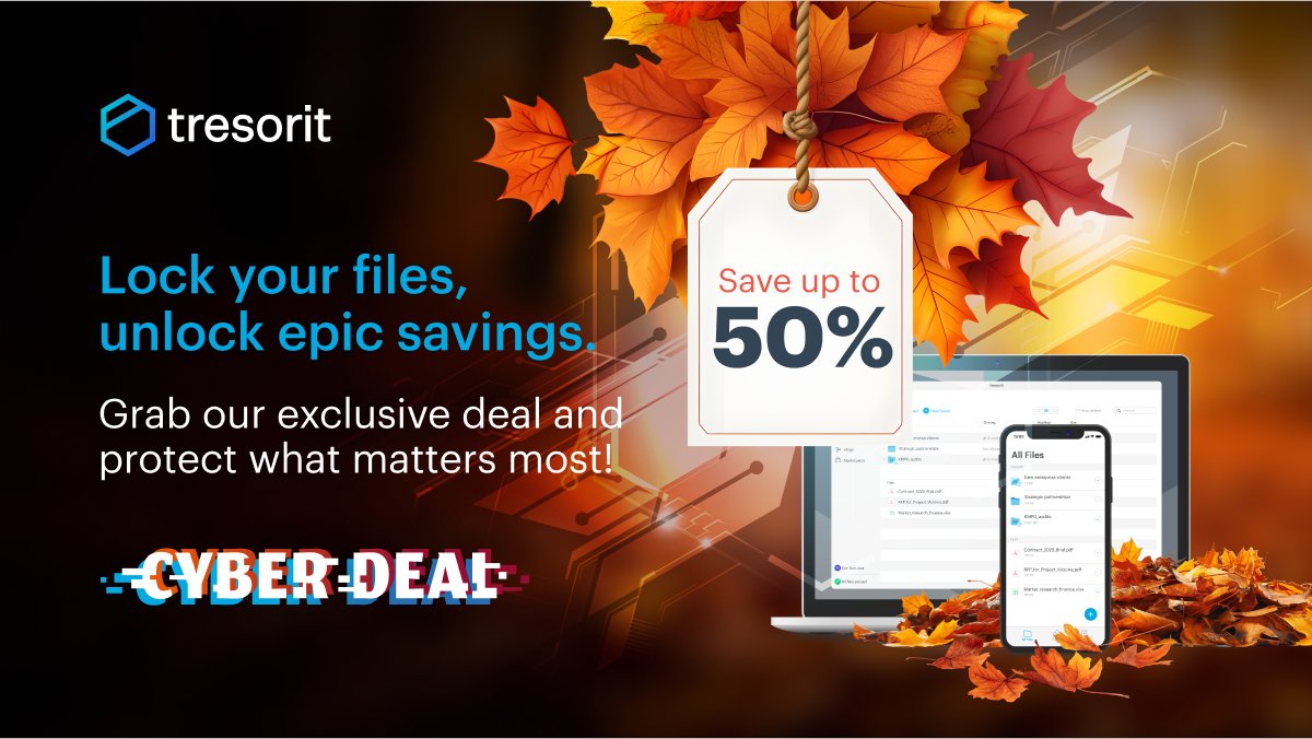 📢 Cyber Sale is still on! Don’t miss your chance to save up to 50% on Tresorit’s end-to-end encrypted solutions for secure &amp; compliant #data sharing and storage. Protect your business data with enterprise-grade security - now at an unbeatable price! 💼🔒
#cybersale #Tresorit
