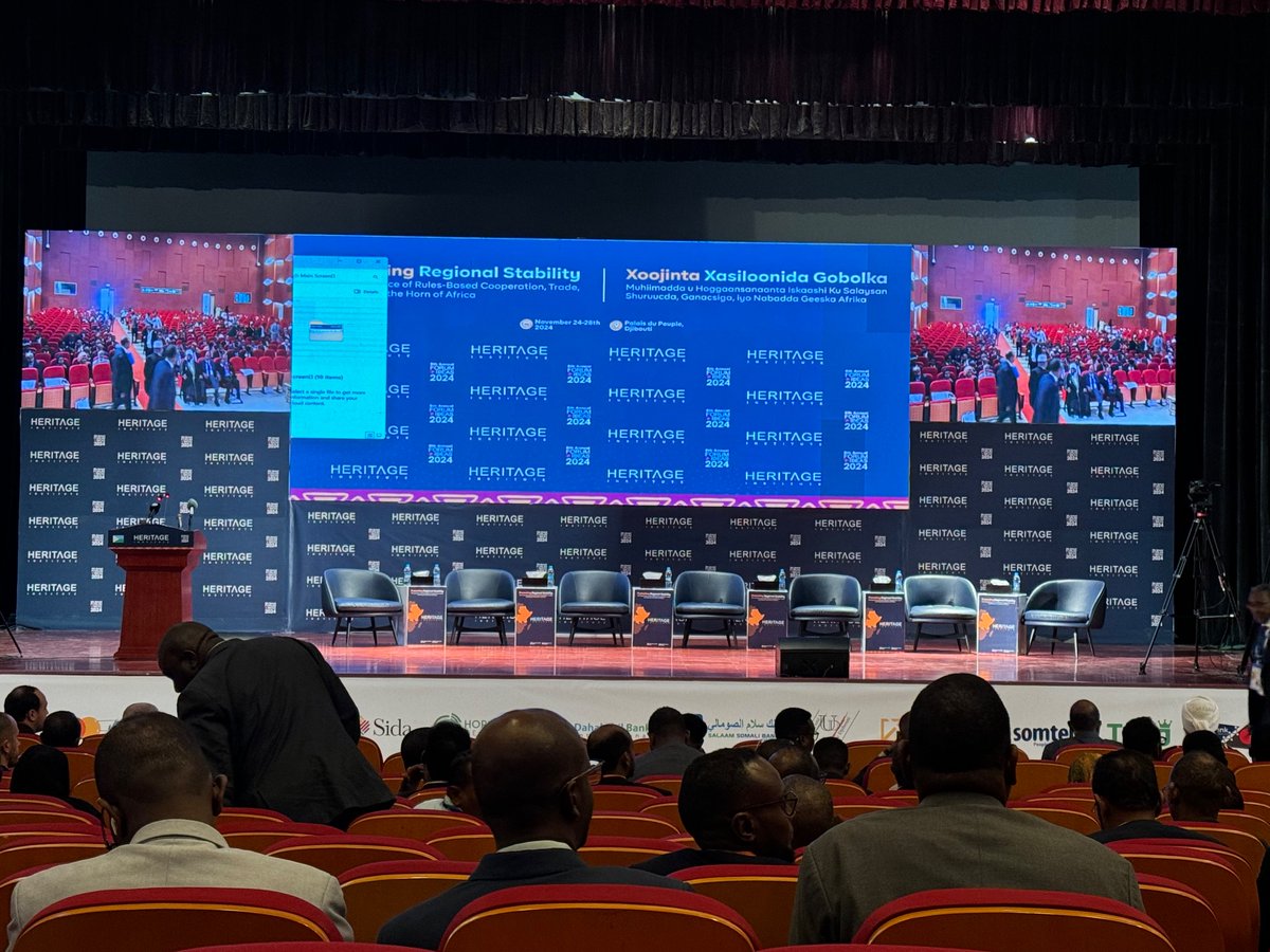 Somalicabletv's tweet photo. The 8th annual forum for Ideas 2024 is opening soon in Djibouti’s Palaus du peuple. Over 500 delegates from will discuss the regional cooperation and stability. Promoting Regional Stability is this year’s Theme.
#HeritageForum 
#RegionalCooperation #RegionalStability. https://t.co/1z8yToWzx5