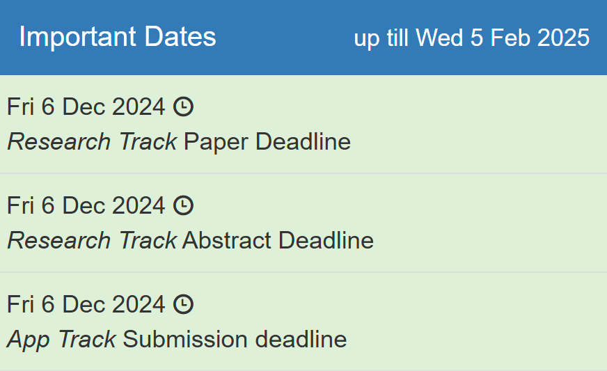 MOBILESoft (@mobilesoftconf) on Twitter photo #MOBILESoft 2025 submission deadline extended to Dec 6, 2024!
Share your mobile software engineering research - from full papers to new ideas and industry challenges. Topics around all mobile platforms (Android, iOS, OpenHarmony) are welcome. 
Submit your work now! 🚀 #MOBILESoft 2025 submission deadline extended to Dec 6, 2024!
Share your mobile software engineering research - from full papers to new ideas and industry challenges. Topics around all mobile platforms (Android, iOS, OpenHarmony) are welcome. 
Submit your work now! 🚀