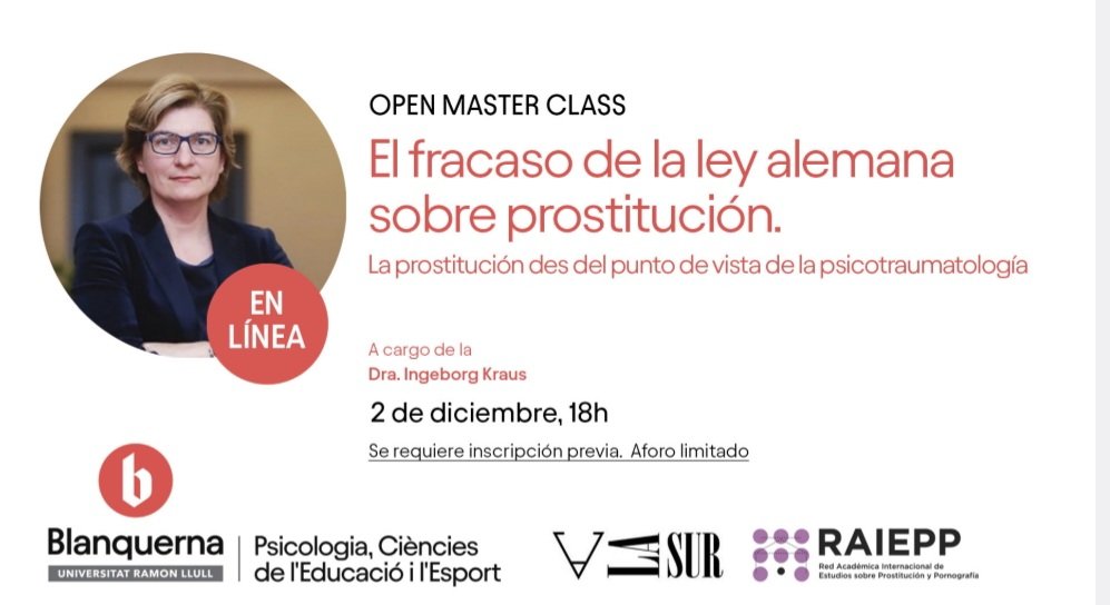 berta_aznar's tweet photo. El próximo lunes 2 de diciembre a las 18h en el marco del Máster en Violencia Sexual de la @BlanquernaFPCEE contaremos con Ingeborg Kraus en una Open Master Class (lengua vehicular: inglés). Inscripción gratuita en este link:
https://t.co/d1tVBSjWWo https://t.co/Sz4jzsLQi3