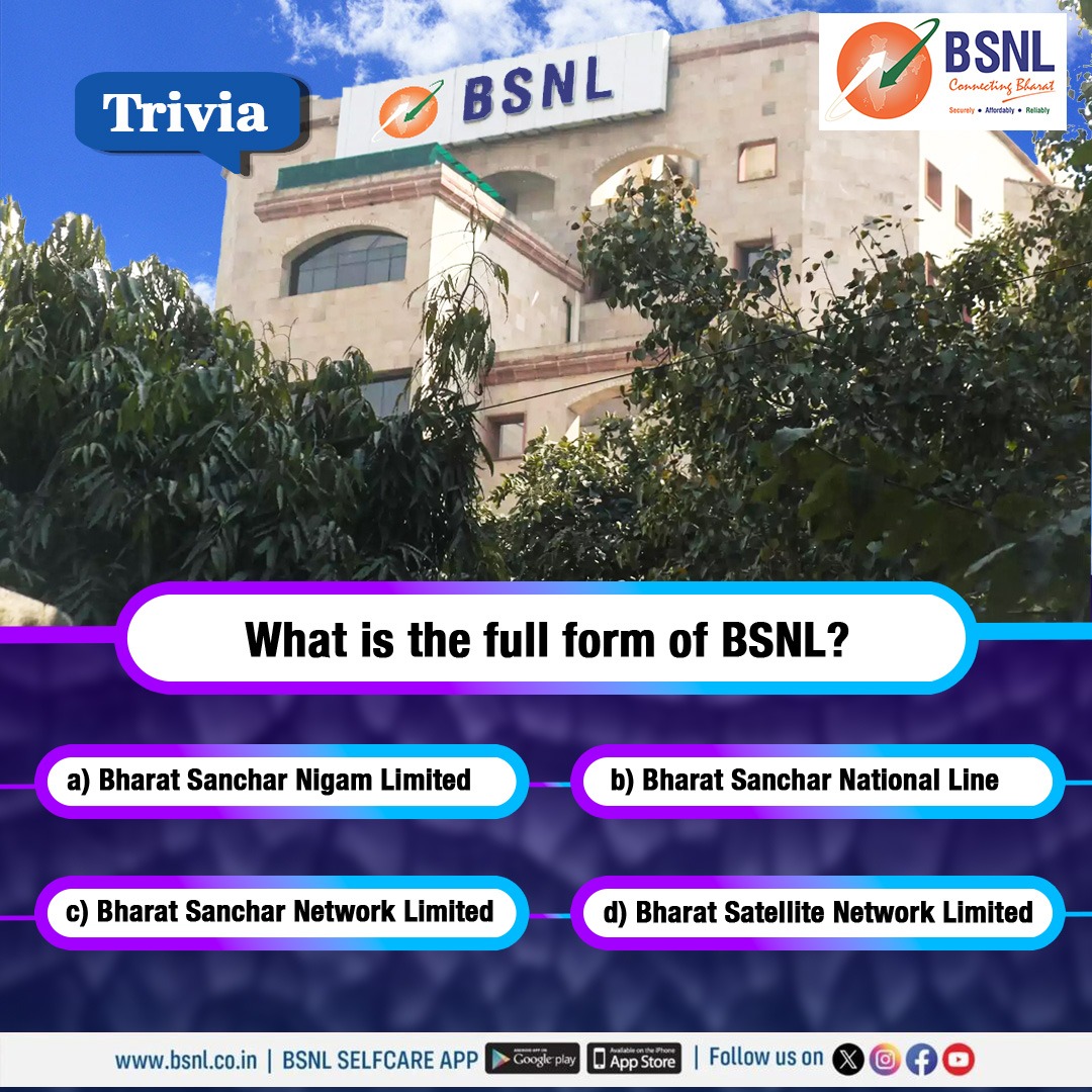 BSNLCorporate's tweet image. Drop your answer in the comments below... the correct answer will be announced tomorrow at 5 PM. 

Stay tuned with us! 🔍💬

#BSNL #StayConnected #MCQChallenge #BSNLIndia